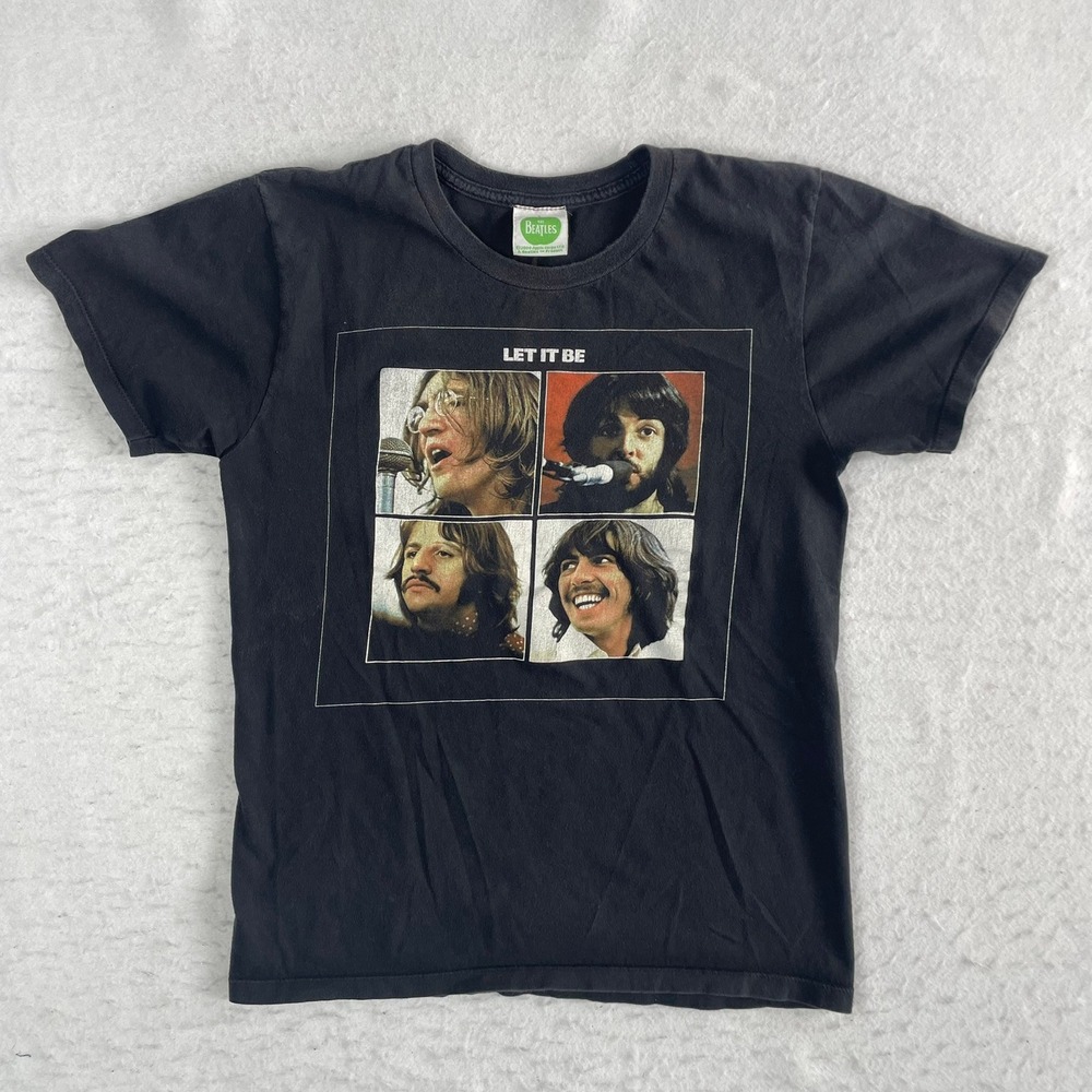 The Beatles Let It Be T-Shirt Mens Small Black Print Band 2009 Apple Corps Ltd.